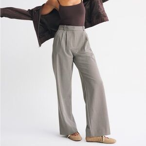 Curve Love A&F Sloane Tailored Wide Leg Pant- Brown Plaid